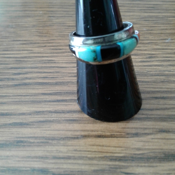 Vintage Navajo Native American Begay Multistone Ring Size 8 - Picture 9 of 12